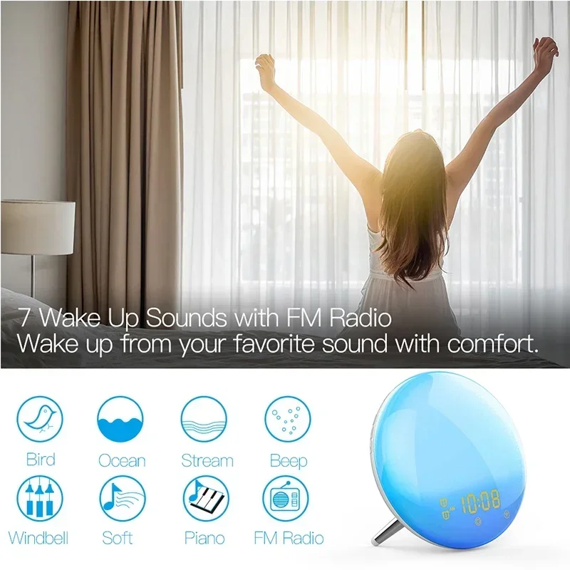 WiFi-Smart-Wake-Up-Light-Workday-Clock-Sunrise-Sunset-Simulation